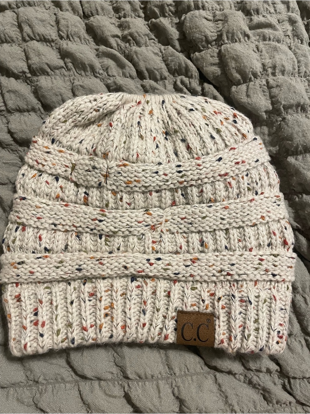 C.C Women’s Ivory Speckled Knit Beanie